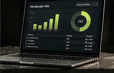 Notebook exibindo dashboard de vendas